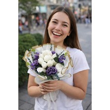 Kamira 🤍 Lila & Beyaz Mum Buketi – Kalıcı ve Şık Hediye 🤍