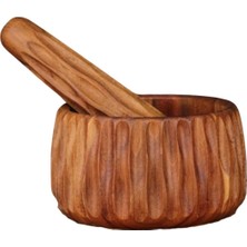 Feyza Design Şık Ahşap Akasya Havan Seti, Dayanıklı ve Estetik Tasarım, 2 Parça