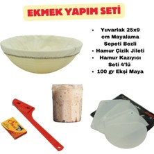 Feyza Design Yuvarlak Ekmek Yapım Seti 25 cm + Bez ve 100 gr Ekşi Maya