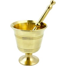 Feyza Design Mini Döküm Pirinç Sarı Tokmak, Havan ve Sarımsak Ezici 8cm