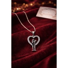 Matenon Design Kalp Içinde Çift Figürlü Kolye –taşlı Romantik Tasarım