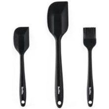 Feyza Design Füme Renkli 3'lü Silikon Spatula ve Fırça Seti, Mutfak Keyfi