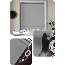 YS Perde Tasarım Matsun Keten Kalın Lüx Güneşlik Stor Perde, Alüminyum Kasalı Yüksek Kaliteli - Gri MTS/QS2710