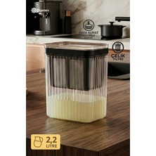 Feyza Design Çelik Süzgeçli Yoğurt Süzme Kabı ve Filtre, 2 Adet Set