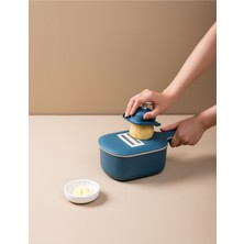 Feyza Design Pratik ve Şık Koyu Mavi Hazneli Rende Seti, Mutfağınıza Renk Katın