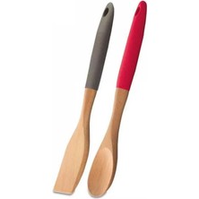 Feyza Design Natura Ahşap Kırmızı Kaşık ve Spatula Seti, Şık ve Dayanıklı Mutfak Araçları
