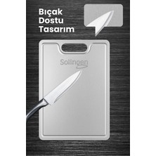 Feyza Design 2'li Paslanmaz Çelik Doğrama Tahtası Seti, Sağlıklı ve Dayanıklı Kullanım