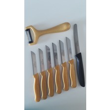 Feyza Design Altı Parçalı Gold Meyve Bıçak Seti ve Topuz Saplı Yan Soyacak