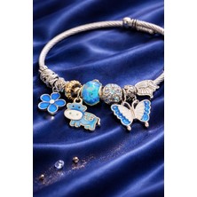 Matenon Design Mavi Charm Detaylı Bileklik – Tasarım Çelik Bileklik