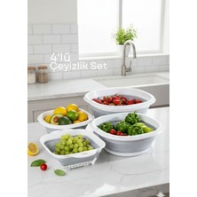 Feyza Design Katlanır 4’lü Badya Leğen Süzgeç Seti, Pratik ve Yer Kazandırıcı Tasarım