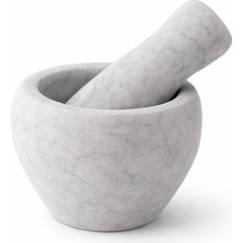 Feyza Design Beyaz Mermer Havan, Baharat ve Sarımsak Öğütücü, El Işçiliği