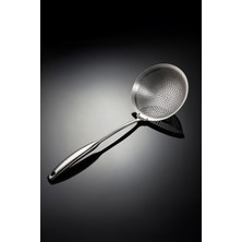 Feyza Design Paslanmaz Çelik Delikli Kepçe, Yağ Süzme ve Kızartma Kaşığı 14 cm