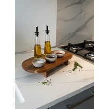 Feyza Design Akasya Ahşap Oval Sunum ve Kesme Tahtası, Doğal Masif Servis Standı
