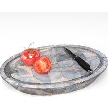 Feyza Design Interbuild Masif Akasya End Grain Samurai Oval Doğrama Kasap Bloğu 39X29X5,8 cm