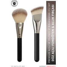 Özgürce Premium Düz Açılı Fondöten ve Yelpaze Allık Fırçası Seti