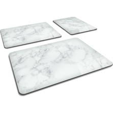 Feyza Design Mermer Görünümlü Cam Kesme Tahtası 3'lü Set, Şık ve Dayanıklı Mutfak Gereci