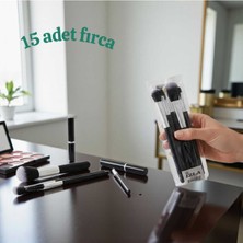 Özgürce 15 Parça Makyaj Fırçası Seti, Siyah Renkli, Profesyonel ve Şık Tasarım