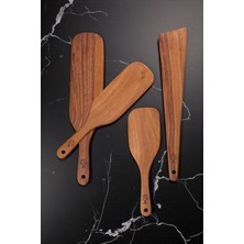 Feyza Design 4'lü Lüks Ceviz Ağacı Spatula ve Tahta Kaşık Mutfak Seti