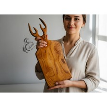 Feyza Design Geyikli Ahşap Sunum ve Kesme Tahtası, Şık ve Doğal Tasarım