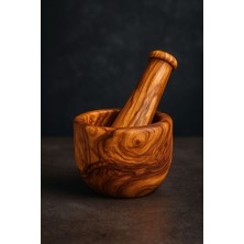 Feyza Design El Yapımı Zeytin Ağacı Havan, Baharat ve Ot Öğütücü, Sarımsak Ezeği