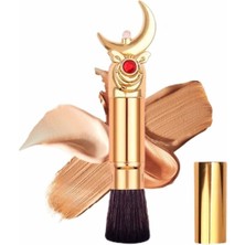 Özgürce Altın Kapaklı 3D Taşlı Lüks Düz Fondöten Makyaj Fırçası