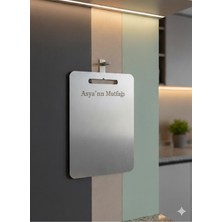 Feyza Design Lazer Yazılı Paslanmaz Çelik Kesme Tahtası 24X33 Cm, Şık ve Dayanıklı Kullanım