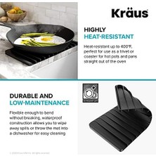 Karokstore KDM-10BL Kore Kendinden Boşaltmalı Silikon Bulaşık Kurutma Matı Veya Mutfak Tezgahı Için, Siyah