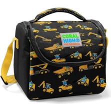 Karokstore Siyah Sarı Iş Makinesi Baskılı Okul Beslenme Çantası