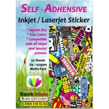 Karokstore ve Laser Uyumlu Güçlü Yapışkanlı A4 Etiket Kağıdı Mat Yüzeyli 120GSM (50 Yaprak)