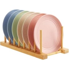 Karokstore Bambu Tabak Standı – Bölmeli Doğal Ahşap Tabak Düzenleyici | Tabak, Kupa, Kapak, Tepsi ve Mutfak Gereçleri Için Çok Amaçlı Düzenleyici