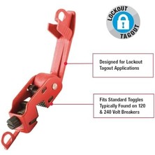 Karokstore 493B Kırmızı Elektrik Kutusu Devre Kesici Kilitleme, Standart Tek ve Çift Geçişler Için Etiketleme Devre Kesici Kutusu Kilidi