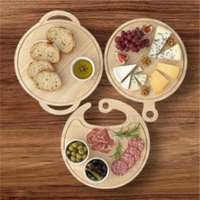 Feyza Design 3'lü Ahşap Kesme ve Sunum Tahtası Seti, Büyük Boy, Modern Tasarım