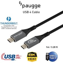 Karokstore USB 4 Kablo - 40GBPS, USB C Görüntü, Ses, Data ve Şarj Kablosu - 8k 60Hz, 4K 144Hz /120Hz / 60Hz, Hdr (1 Metre)
