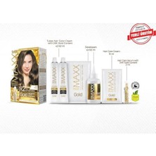 Karokstore Gold Serisi 24K Altın Parçacıklı Serum ile 1 Kutu 2 x 50 ml ve Geliştiriciler Saç Boyası (Kumral 7.0)