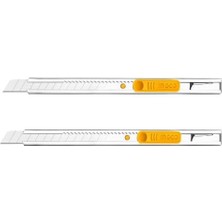 Karokstore Ince Bıçağı, Otomatik Kilitli, Paslanmaz Çelik Gövde, 9×80 mm Bıçak, ‑off, 132 Mm, Taşıma Askılı, Profesyonel Kesim Aleti (2'li Set)