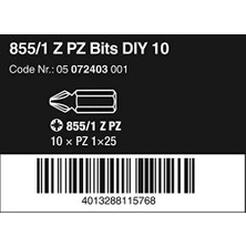 Karokstore Uç Çeşitleri, 855/1 Z Pz 1 Dıy, Pz 1 x 25 mm (Kutu Başına 10 Uç), 05072403001