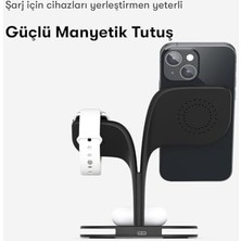 Karokstore 3'ü 1 Arada 15W Kablosuz Hızlı Şarj Standı Gece Aydınlatmalı ile Uyumlu- ile Uyumlu- ile Uyumlu (Siyah Hızlı Şarj)