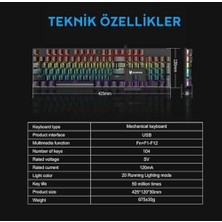 Karokstore Red Switch Mekanik Gaming Oyuncu Klavyesi 11 Işık Animasyonlu LED Işıklı