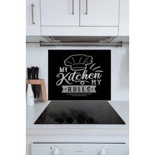 Feyza Design 50X60CM Siyah Şapka Desenli Cam Ocak Koruyucu