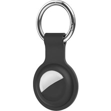 Karokstore Airtag Anahtarlıklı Silikon Kılıf A010 Darbeye Dayanıklı Kaybolmaya Karşı Tam Koruma Kolay Tak-Çıkar Airtags ile Uyumlu Koruyucu Anahtarlık Siyah