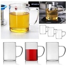 Karokstore Xesha 3 Adet Borosilikat Isıya Dayanıklı Termisil Cam Kupa Bardak Çay Kahve Bardağı