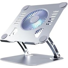 Karokstore Dizüstü Bilgisayar Standı, Ayarlanabilir Yükseklik, Soğutucu Fanlı, Alüminyum, Gümüş