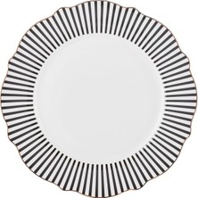 Karokstore New Ince Çizgili Servis Tabağı 27 cm Siyah
