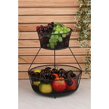 Karokstore Dekoratif Metal Sebze&meyvelik 2 Katlı-Siyah
