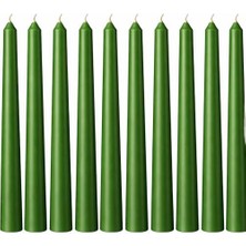 Karokstore Yeşil Renk Ince Şamdan Mum Seti + 25 cm Uzunluk + 10’lu Paket + Dekoratif Taper (Dilek) Mum + Şık Masa, Davet ve Özel Gün Dekorasyonu Için