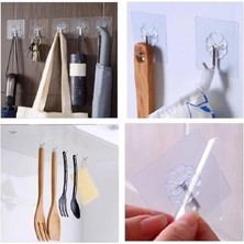 Karokstore Yapışkanlı Şeffaf Askı 5 Adet (Kancalı Askı)