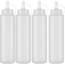 Karokstore 4 Adet Şeffaf Plastik Sosluk Ketçap Mayonez Sos Şişesi