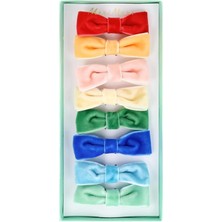 Karokstore - Gökkuşağı Kadife Fiyonklu Tokalar - 8 Adet