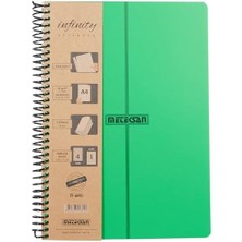 Karokstore Primary Serisi, A4, 5 Konulu (4 Kareli, 1 Çizgili) 150 Yaprak Pp Kapaklı Spiralli Defter, Yeşil