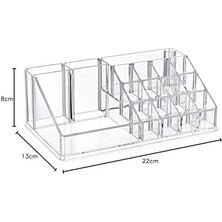 Karokstore Deconox 16 Bölmeli Şeffaf Akrilik Makyaj Düzenleyici ve Pramit Organizer, Akrilik Makyaj Organizer (610)